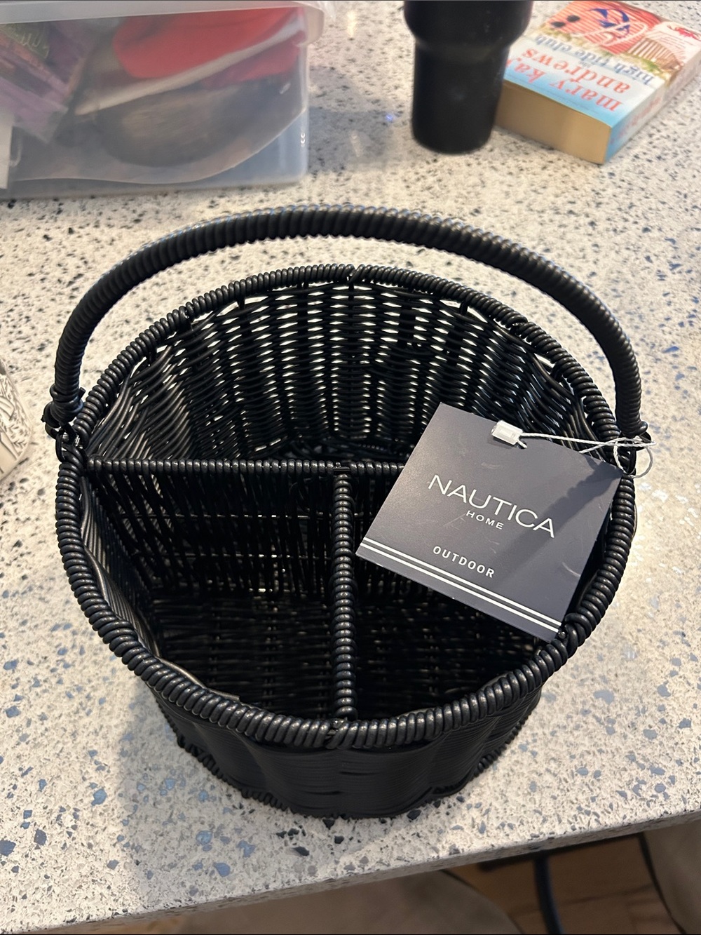 Nautica Black Woven Outdoor Caddy Basket